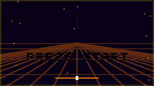 Pixel Art Retro Video Game Start Screen Animation with Pulsing Text