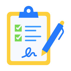 Obraz premium Clipboard With Completed Checklist Pen