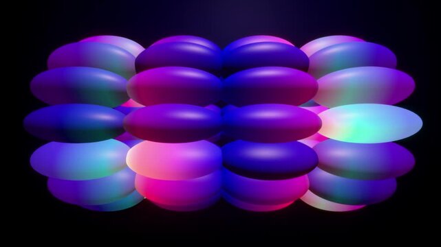 Abstract Digital Render of Glowing Iridescent Ellipsoid Geometric Shapes