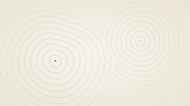 Abstract background with two overlapping sets of thin dotted circles in a beige color palette