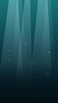 Abstract dark teal background with vertical light beams and floating particles for modern design
