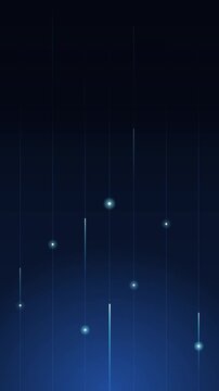 Abstract dark blue background with glowing light particles and vertical thin lines motion effect