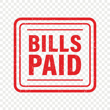 Bills Paid Stamp, Isolated. Paid Invoice Stamp and Paid Receipt Stamp for Accounting, Bookkeeping, Bills and Payments. Red Distressed Vector Illustration
