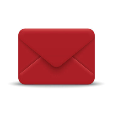 Red Envelope, Vector Illustration. 3d Red Envelope with Closed Flap, Front View. Red Envelope Isolated for Email, Mail, Message, Letter, Contact, Communication, Notification, Inbox