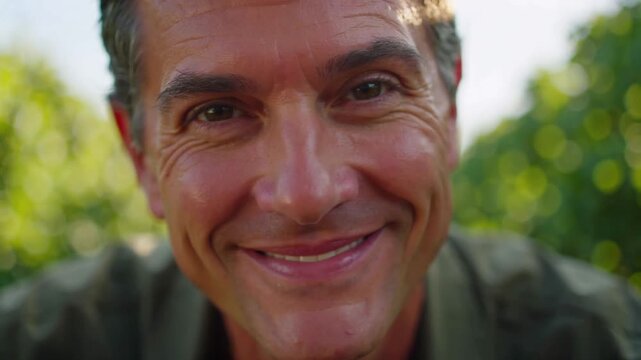 Charismatischer Winzer bei der Weinlese im Sonnenlicht