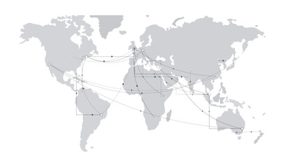 Global flight routes connecting international destinations across world map © Adnan Gee