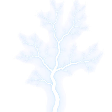 Branching fork lightning strike isolated on transparent background