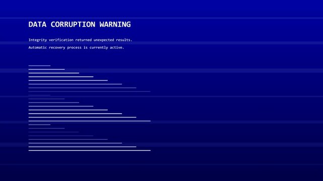 Data corruption warning screen stock video footage
