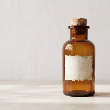 Vintage Amber Potion Glass Bottle Mockup On White Background