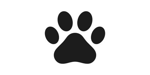Paw print icon black solid for pet care and veterinary logo design. © wajiduuu