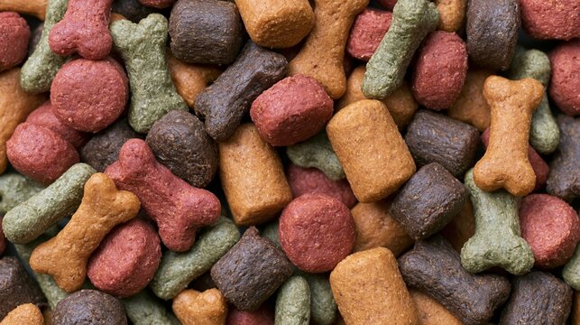 The Colorful Bone Shaped Dog Treats Close Up Showcasing Crunchy Assorted Biscuits