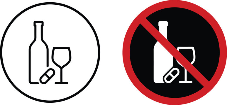 Prohibition icon sign depicting restricted alcohol consumption