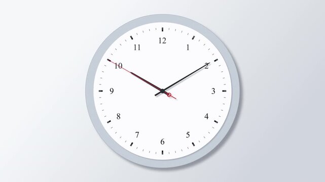 Wall clock ticking time motion graphic showing hours and minutes countdown