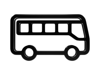 Black glossy public bus icon 3d render symbol for transit navigation signage. © Mdsamim