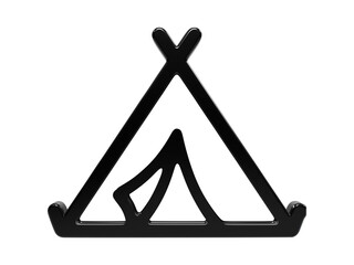 Black tent icon for camping outdoors and outdoor living shelter. © Mdsamim