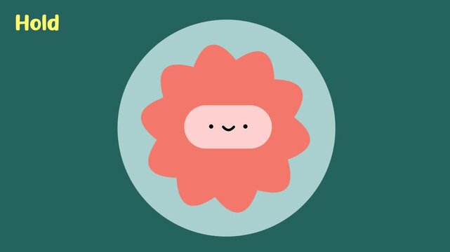 Mindfulness Breathing Guide Animation with Cute Flower Character, Flat Vector