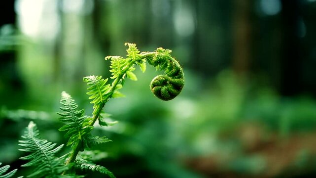 Fiddlehead Ferns in Forest Environment.