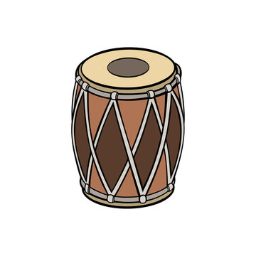 Traditional brown wooden musical drum instrument vector illustration isolated on transparent background for cultural event concept design