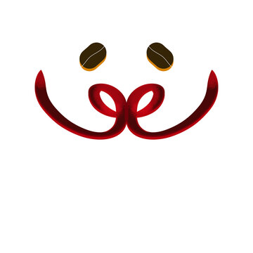 coffee beans vector illustration and double letter E