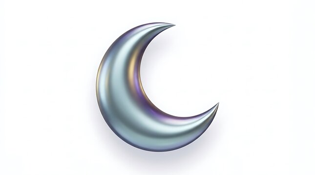 Shiny metallic crescent moon shape with iridescent colors