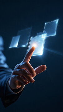 hand touching virtual screen