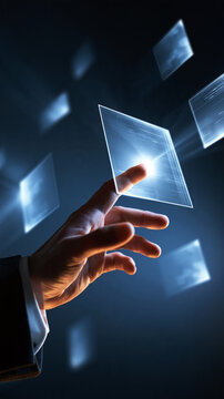 hand touching virtual screen