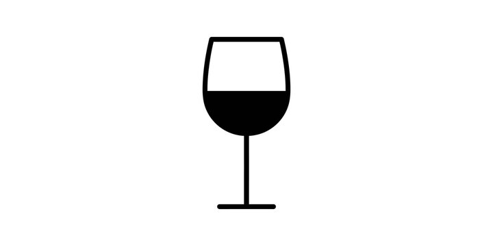 Wine glass icon, black drink symbol for beverage service