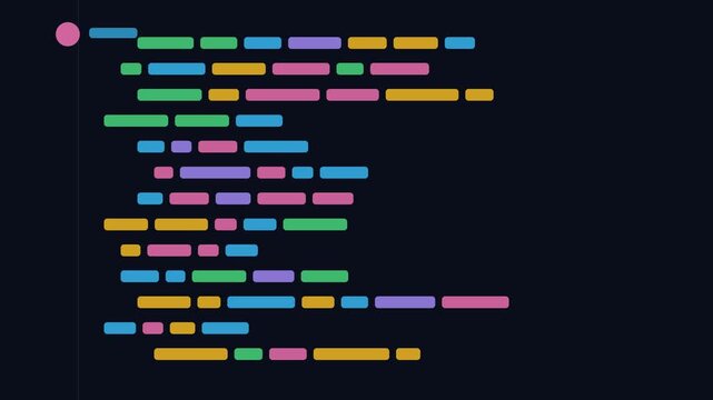 Abstract code blocks typing with blinking cursor