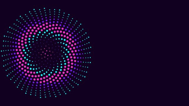 Neon spiral of dots swirling like a sunflower seamless loop