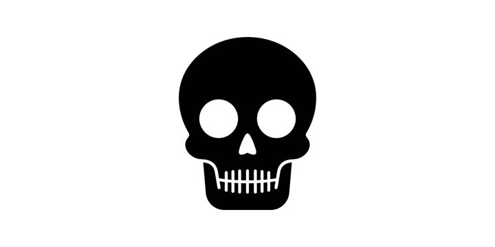Skull black icon for danger warning and death symbol.
