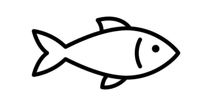 Fish outline icon for aquatic life and seafood meal concepts.