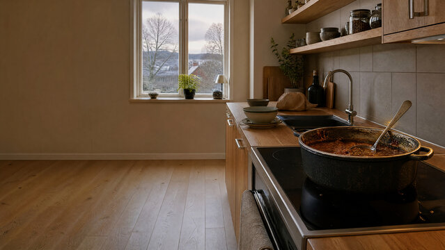 Pot of leftovers left on stove overnight