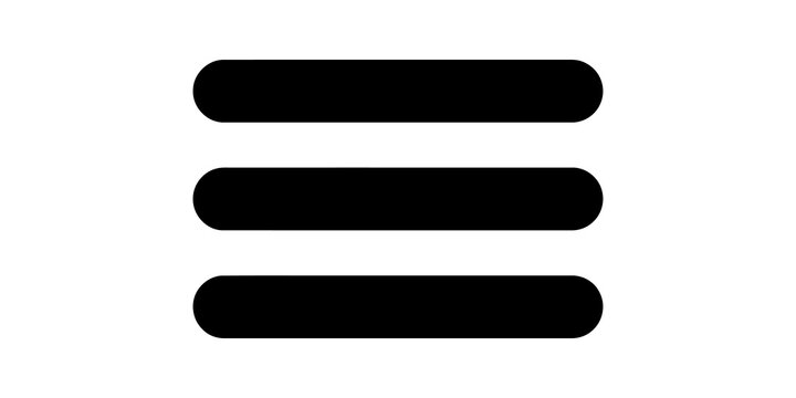 Three horizontal black rounded bars icon for menu or navigation on transparent background.