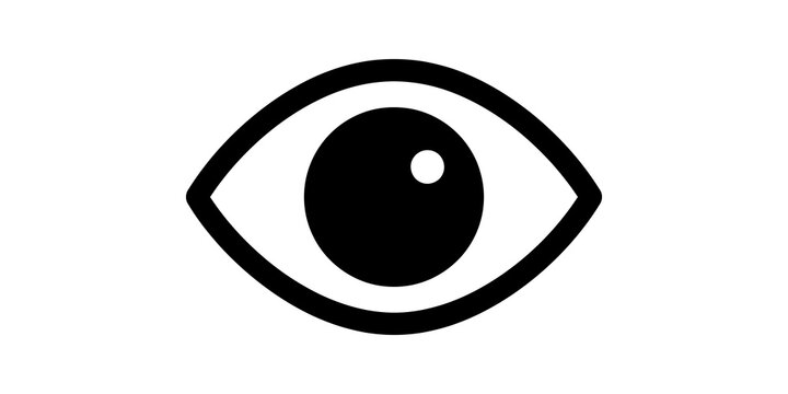 Black eye icon for vision and sight, simple vector illustration.