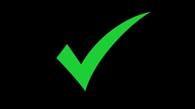 Green check mark, isolated on transparent tick symbols, checklist signs, and an approval badge. Flat and modern checkmark animated.