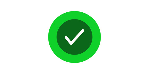 Green checkmark inside circle, graphic symbol for confirmation. © icons