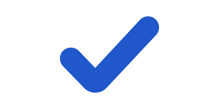 Blue check mark emblem signifying success and confirmation.