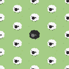 Cute black sheep seamless pattern © Napassorn