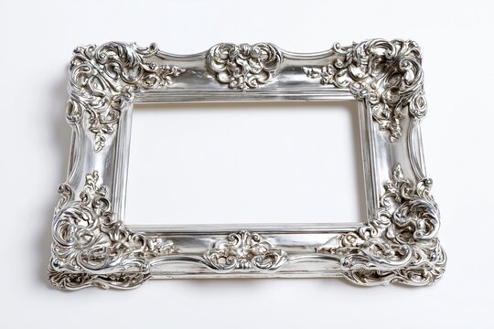 The Ornate Silver Frame Luxurious Antique Rococo Decorative Interior Accent