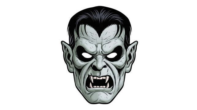 Creepy vampire face illustration isolated on transparent background