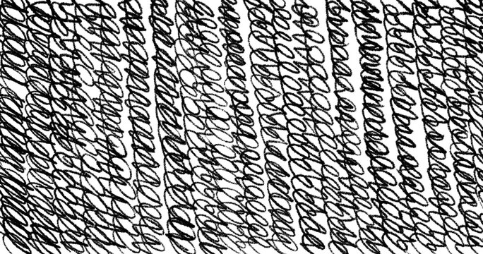 Dense black marker loop scribble texture, chaotic vertical columns of curly line doodles background, expressive hand drawn ink shading pattern