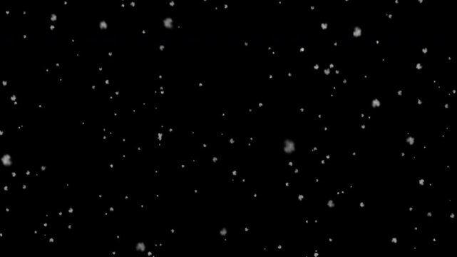 Soft realistic cozy falling snow christmas winter season overlay on black background