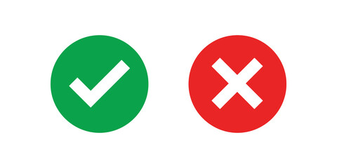 Green check mark and red cross symbols for yes and no options © wajiduuu