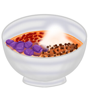 Taro QQ ball Chinese desert bowl illustration