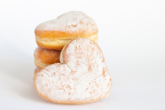 Heart Shaped Cookies with Powdered Sugar for Valentine's Day