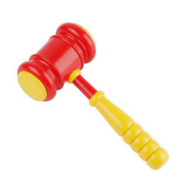Colorful wooden gavel for justice and auctions isolated transparent