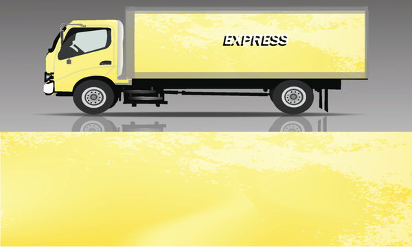 Yellow truck wrap livery design vector template with grunge abstract background for commercial vehicle branding