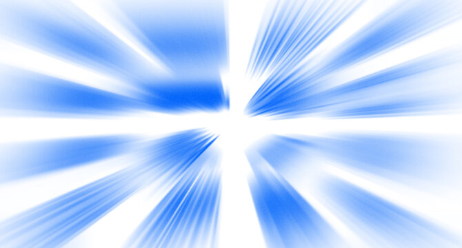 Abstract blue light rays emanating from the center isolated on transparent background