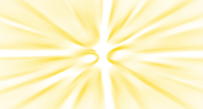 Abstract yellow light rays emanating from the center isolated on transparent background