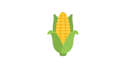 A yellow corn cob with green husks stands against a white background © MLN Design